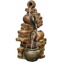 Tranquility Moroccan Pots Mains Powered Water Feature, Brown