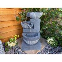 Tranquility 3 Bowl Pour Solar Powered Water Feature, Grey