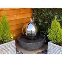 Tranquility Sphere & Resin Base Mains Powered Water Feature, Silver