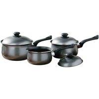 Interiors By Ph 3 Piece Pan Set Non-stick Carbon Steel Bakelite Handles - Silver, Silver
