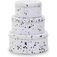 Interiors by PH Speckled Print Storage Tins Round Set Of 3 - Black, Black