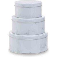 Interiors by PH Marble Print Storage Tins Round Set Of 3, White