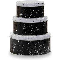 Interiors by PH Speckled Print Storage Tins Round Set Of 3 - White, Black