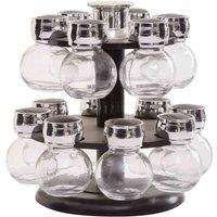Interiors by PH 2 Tier Revolving Spice Rack With 14 Bottles - Black, Black