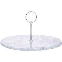 Interiors by PH Marble Cake Stand With Silver Handle - Grey, Grey