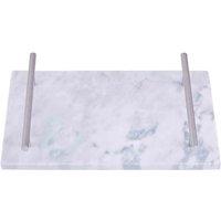 Interiors by PH Grey Marble Tray With Silver Handles - Grey, Grey