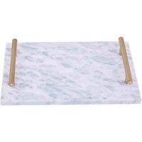 Interiors by PH Marble Tray With Gold Handles - Grey, Grey