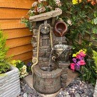 Tranquility Rustic Jug Solar Powered Water Feature, Brown
