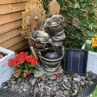 Tranquility Metal Pouring Jugs Mains Powered Water Feature, Brown