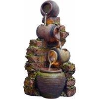 Tranquility Compact Moroccan Pots Solar Powered Water Feature, Brown