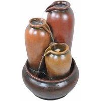 Tranquility 3 Pouring Urns Solar Powered Water Feature, Brown