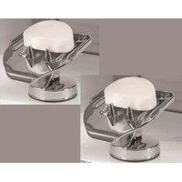 Ideaworks 2-pack Chrome Suction Cup Soap Saver Tray - Silver, Silver