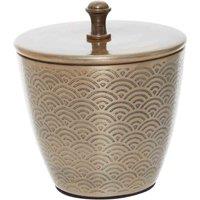 Interiors By Ph Etched Aluminium Canister With Lid Gold Finish, Gold