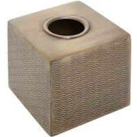 Interiors By Ph Etched Aluminium Tissue Box Gold Finish, Gold