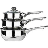 Interiors By Ph 3pc Pan Set, Polished Stainless Steel, Silver