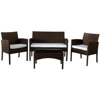 Comfy Living 4 Piece Rattan Garden Furniture Set - Brown, Brown