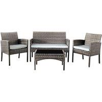 Comfy Living 4 Piece Rattan Garden Furniture Set - Grey, Grey