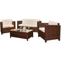 Comfy Living Rattan 4 Seat Wicker Weave Garden Furniture Conservatory Sofa Set - Brown, Brown