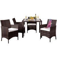 Comfy Living 5pc Rattan Dining Set 4 Chairs & Square Table - Brown, Brown