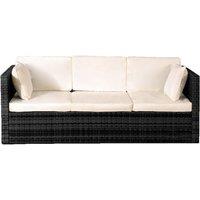 SleepOn Rattan Sun Lounger Storage Sofa Sunbed Garden Furniture With Waterproof Cover - Black