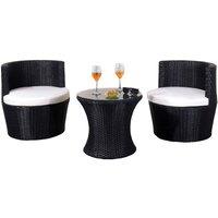 Comfy Living 3pc Rattan Bistro Set - Table & 2 Chairs - Black, Black