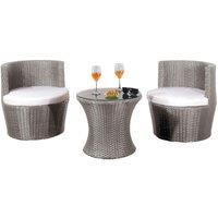 Comfy Living 3pc Rattan Bistro Set - Table & 2 Chairs - Grey