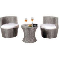 Comfy Living 3pc Rattan Bistro Set - Table & 2 Chairs - Grey, Grey
