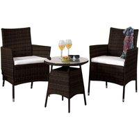 Comfy Living 3Pc Rattan Bistro Set Garden Patio Furniture - 2 Chairs & Coffee Table - Chocolate Brown, Brown