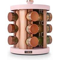 Tower Cavaletto 12 Jar Rotating Spice Rack with Spices - Pink, Pink