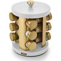 Tower Cavaletto 12 Jar Spice Rack Optic with Spices - White/Champagne Gold, White