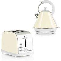 SQ Professional 9359 Dainty 1 8L Stainless Steel Electric Kettle And 2 Slice Toaster Set - Cream
