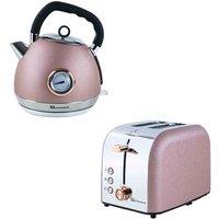 SQ Professional 9456 Epoque 1.8L Stainless Steel Electric Kettle And 2 Slice Toaster Set - Pink, Pink