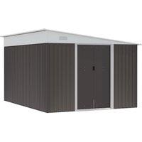 Outsunny 11 x 9ft Steel Garden Storage Shed w/ Sliding Doors and 2 Vents - Grey, Grey