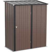 Outsunny Outdoor Steel Storage Shed Steel w/ Lockable Door - Brown, Brown
