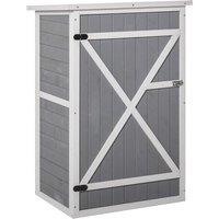 Outsunny Fir Wood Garden Tool Storage Shed w/ 2 Shelves - Grey, Grey