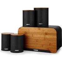 Tower Scandi 5 Piece Storage Set - Black, Black