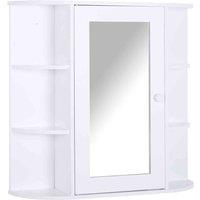 HOMCOM Wall Mounted Bathroom Cabinet With Mirror Single Door Storage Shelves