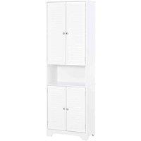 HOMCOM 183X60cm Tall Freestanding Bathroom Cabinet Retro 3 Compartments - White