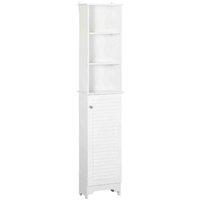 HOMCOM 165cm Freestanding Slimline Bathroom Cabinet - White, White