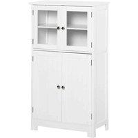 Kleankin Bathroom Floor Storage Cabinet w/ Doors, White