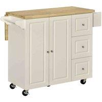 HOMCOM Drop-leaf Kitchen Island On Wheels Utility Storage Cart With Drawers, White