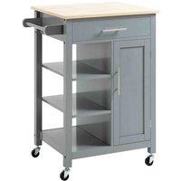 HOMCOM Compact Kitchen Trolley Utility Cart On Wheels With Open Shelf - Grey, Grey
