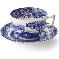 Spode Blue Italian Tea Cup & Saucer 0.2L Set Of 4, Blue