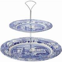 Spode Blue Italian 2-tier Cake Stand 27Cm And 20Cm Boxed Set, Blue