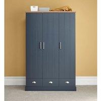 GFW Kendal 3 Door 3 Drawer Wardrobe, Blue