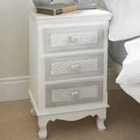 LPD Furniture Brittany 3 Drawer Bedside Table White, White
