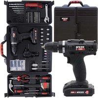 Mylek 18V Cordless Drill 130-piece Tool Accessory And Carry Case, Black
