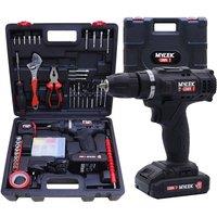 Mylek Cordless Drill Set 18V With 90 Piece Accessory And Carry Case, Black