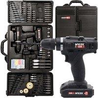 Mylek 18V Cordless Drill Driver With 151 Piece Accessory Kit And Carry Case, Black