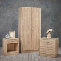 LPD Furniture Delta 3pc Bedroom Furniture Set Wardrobe - Oak, Black